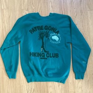 Vintage Teal Sweatshirt with Pattie Gonia Hiking Club Stamp size small
